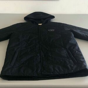 Vans black jacket hooded water resistant button front closure Youth Large